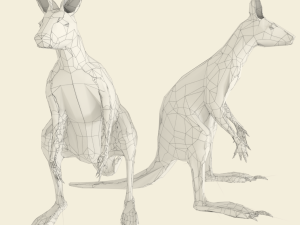 rigged low poly kangaroo with forest hdri 3D Модель