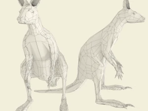 rigged low poly kangaroo with forest hdri 3D Model