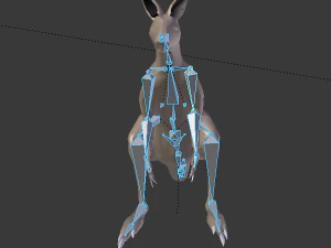 rigged low poly kangaroo with forest hdri 3D Model