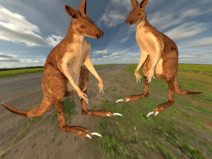 rigged low poly kangaroo with forest hdri 3D Model