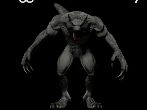 низкополигональная установка оборотень боевой волк ликан человек-волк 3D Модель