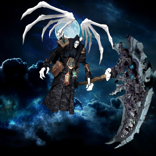 grim reaper death scythe low poly 3D Model .c4d .max .obj .3ds .fbx .stl .blend 