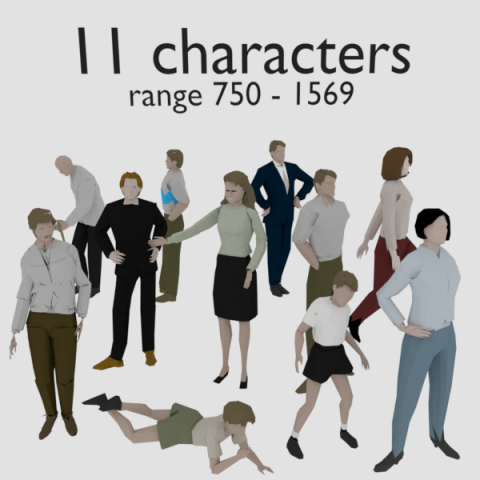 low poly crowd people men woman man women character 3Dモデル .c4d .max .obj .3ds .fbx .stl .blend 