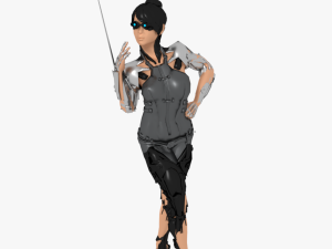 cyborg cybergirl cyberwoman female robot woman game ready 3D Model
