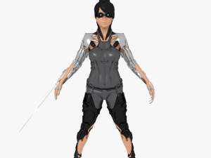 cyborg cybergirl cyberwoman female robot woman game ready 3D Model