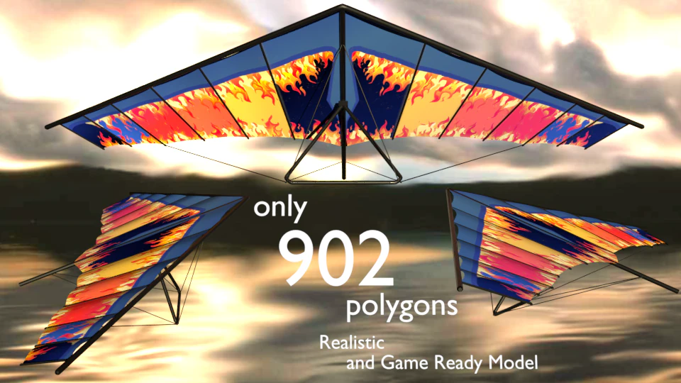 hang glider game ready 3D Model .c4d .max .obj .3ds .fbx .stl .blend 