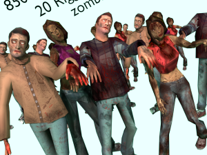 zombie horde crowd people rigged low poly Modèle 3D