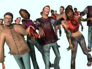 zombie horde crowd people rigged low poly 3D 모델