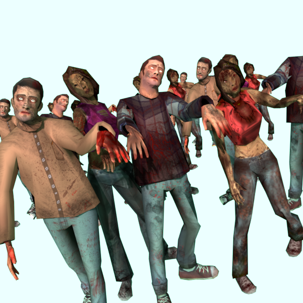 Zombie Horde Crowd People Rigged Low Poly 3D Модель In Выдуманные.