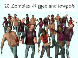 zombie horde crowd people rigged low poly 3D 모델