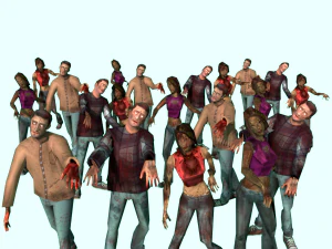 zombie horde crowd people rigged low poly 3D Model