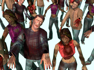 zombie horde crowd people rigged low poly 3D Model