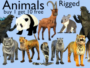 low poly rigged animal collection 3D Model