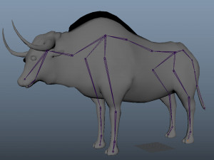 low poly rigged buffalo-bull 3D 模型