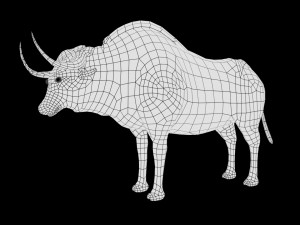 low poly rigged buffalo-bull 3D 模型