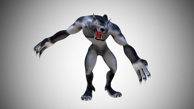 werewolf lycan wolfman low poly rigged 3D मॉडल .c4d .max .obj .3ds .fbx .stl .blend 