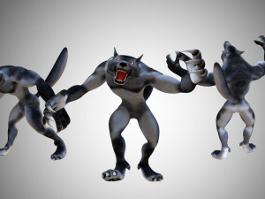 werewolf lycan wolfman low poly rigged 3D मॉडल