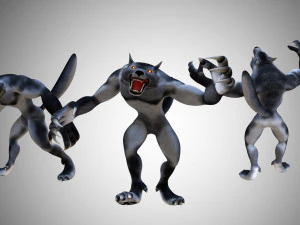 werewolf lycan wolfman low poly rigged 3D Model