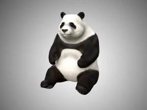 Low-Poly manipulierter Panda 3D Modell