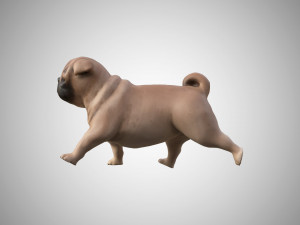 3d low poly rigged pug 3Dモデル