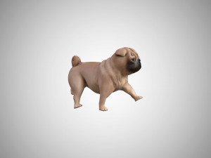 3d low poly rigged pug 3Dモデル