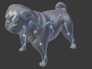 3d low poly rigged pug 3Dモデル