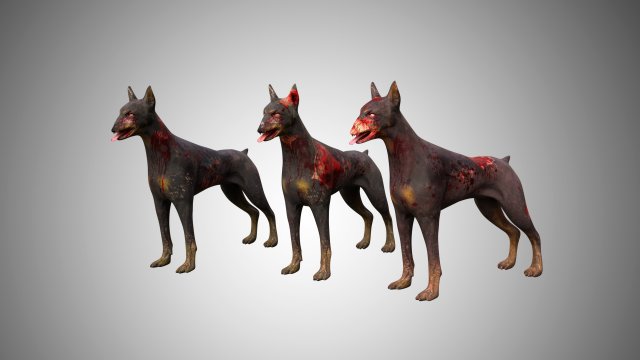 3d zombie dog collection 3D Model .c4d .max .obj .3ds .fbx .stl .blend 