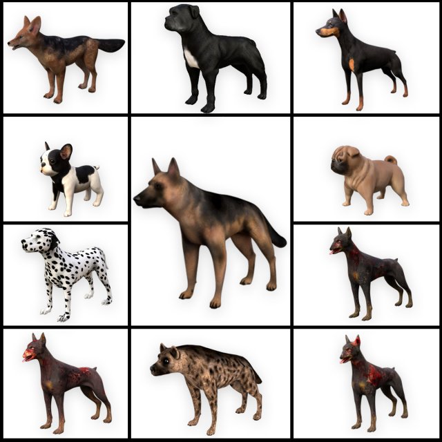 dog low poly rigged collection 3D Модель .c4d .max .obj .3ds .fbx .stl .blend 
