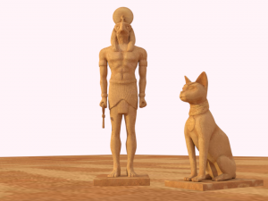 egypt sculptures statues collection low poly Modelo 3D