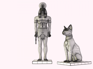 egypt sculptures statues collection low poly Modelo 3D