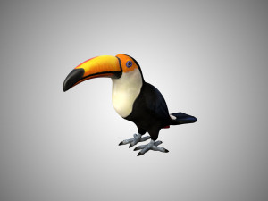rigged low poly toucan keel billed 3D 模型
