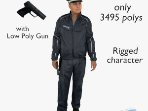 3d low poly rigged police officer cop riot 3D Модель