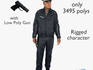 3D-Low-Poly manipulierter Polizistenaufstand 3D Modell