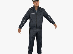 3d low poly rigged police officer cop riot Modello 3D