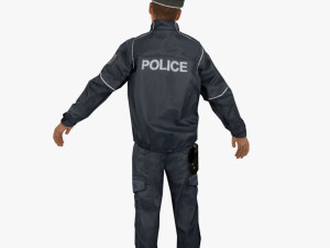 3d low poly rigged police officer cop riot Modello 3D