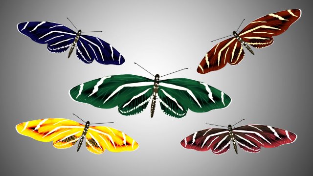 low poly rigged butterfly collection game ready collection Model 3D .c4d .max .obj .3ds .fbx .stl .blend 