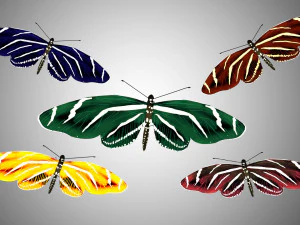 Kolekcja motyli o niskim poziomie poli, gotowa do gry Model 3D