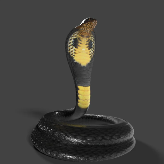 king cobra snake low poly 3D Model .c4d .max .obj .3ds .fbx .stl .blend