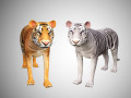 3d realistic high detailed rigged low poly bengal and sumatran white and orange tiger 3D Модель