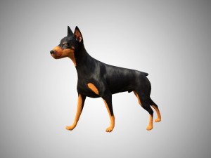 doberman low poly rigged Modello 3D