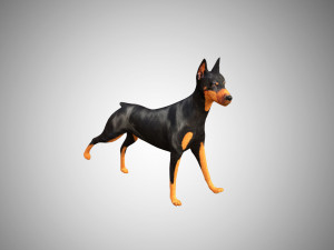 doberman low poly rigged Modello 3D