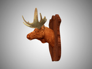realistic high detailed low poly moose head trophy 3D Model