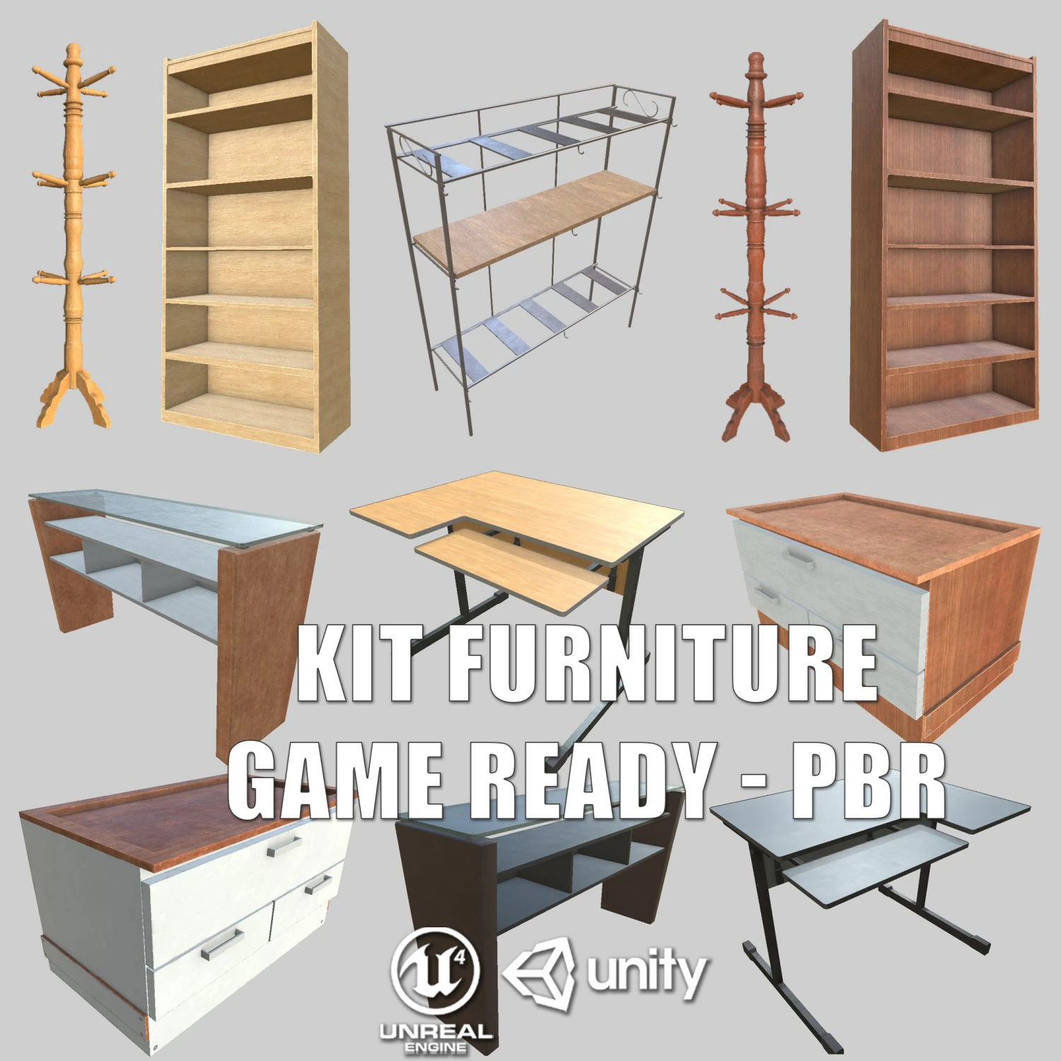 pbr furniture pack 3D Model .c4d .max .obj .3ds .fbx .stl .blend 