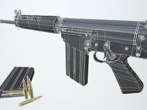 pbr fn fal rifle black Modello 3D
