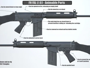 PBR FN Fal Gewehr schwarz 3D Modell