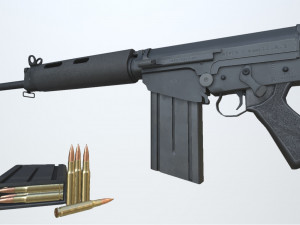 pbr fn fal rifle black Modello 3D