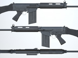 pbr fn fal rifle black Modello 3D