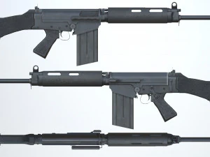 PBR FN Fal Gewehr schwarz 3D Modell
