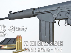 pbr fn fal rifle black 3D Model