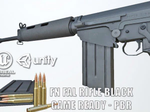 PBR FN Fal Gewehr schwarz 3D Modell